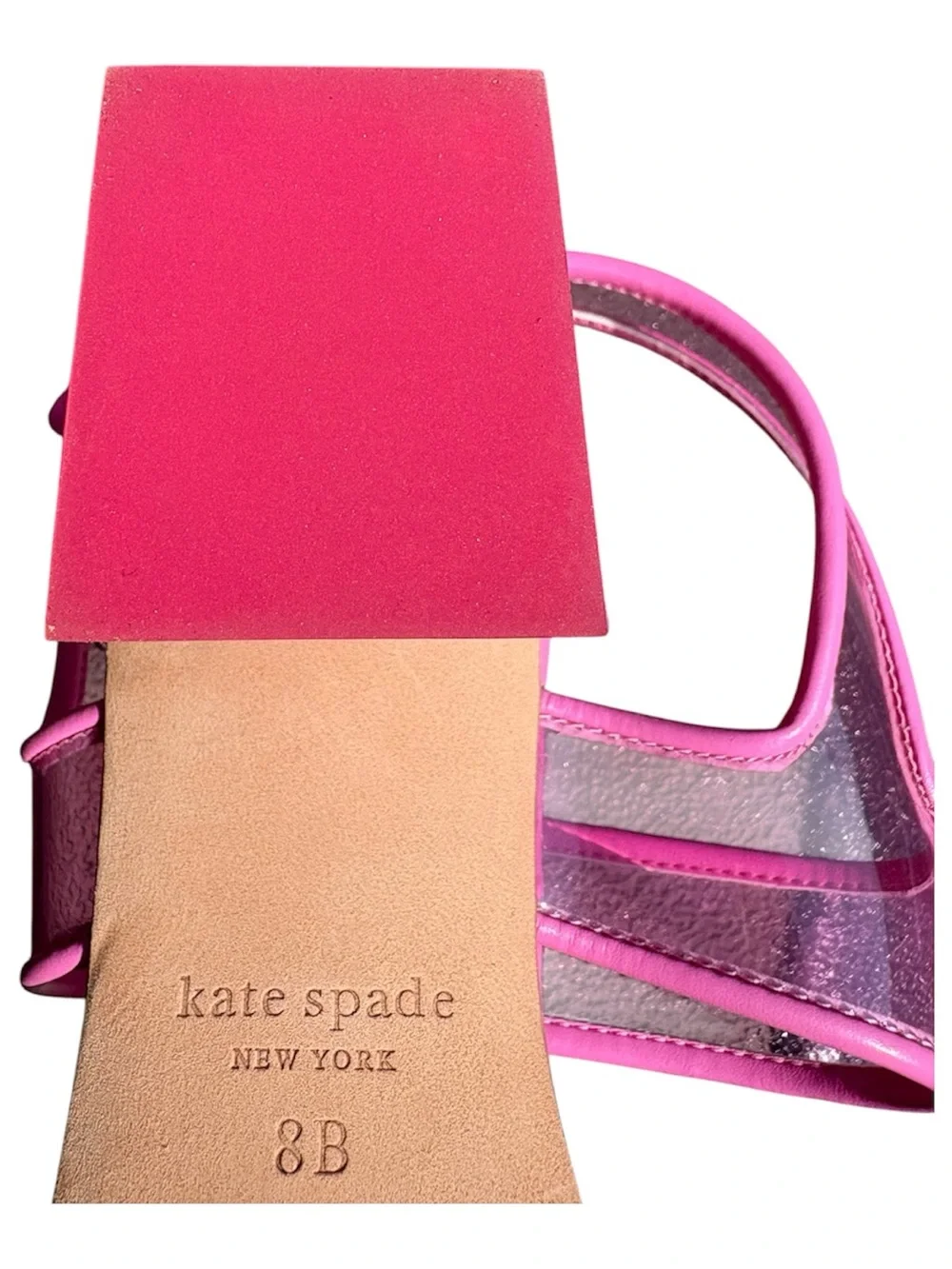kate spade Milani Lucite Dress Square Toe Sandals Heels Carousel Pink